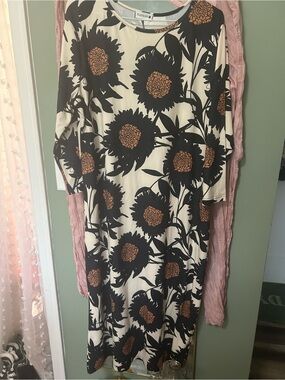 Nuggles Black & Cream Floral Midi Dress
